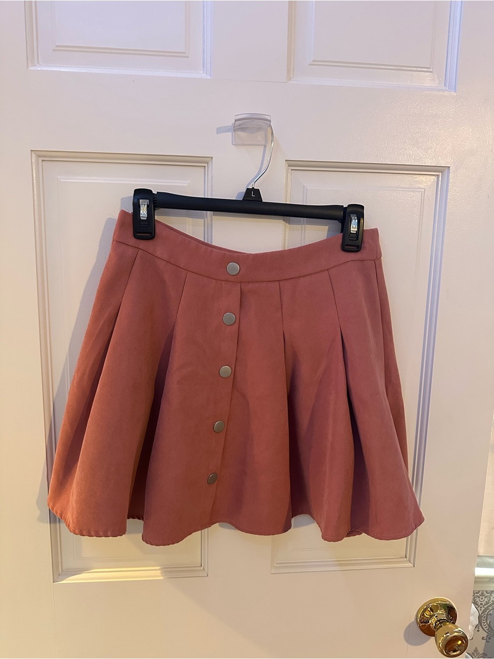 SHEIN Dusty Rose Button-Front Circle Skirt